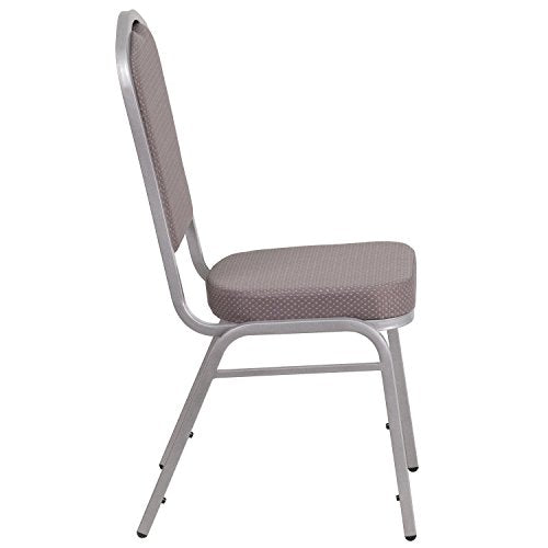 EMMA + OLIVER Gray Patterned Fabric Crown Back Stacking Banquet Chair - color: Gray Dot Fabric/Silver Frame