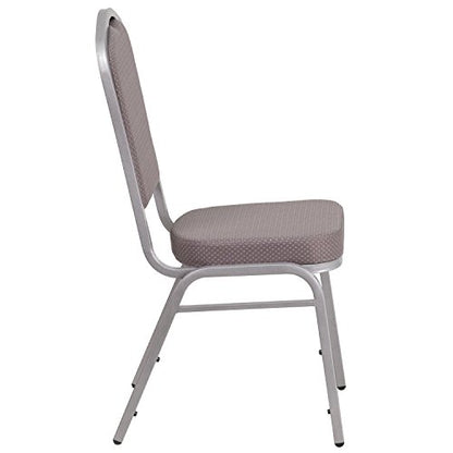 EMMA + OLIVER Gray Patterned Fabric Crown Back Stacking Banquet Chair - color: Gray Dot Fabric/Silver Frame