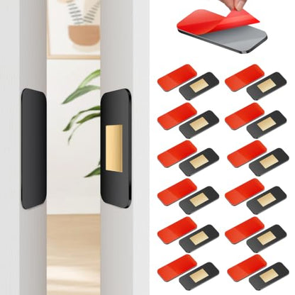 PHIXBEAR 12 Pack No Drill Magnetic Cabinet Door Catch, Ultra Thin Cabinet Door Magnets for Closure, Heavy Duty Adhesive Latches for Kitchen, Drawer, Wardrobe, and RV