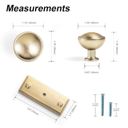 6Pack Champagne Bronze Cabinet Knobs with Backplate Drawer knobs - color: Champagne Bronze, style: Plaquette