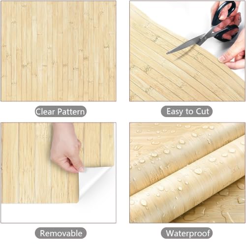 YENHOME Bamboo Wood Contact Paper for Cabinet Peel and Stick Wood Wallpaper - size: 17.7" x 276"