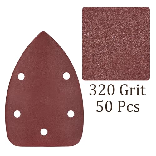 50pcs Mouse Sander Detail Sandpaper 320Grit 3.5"x5.5" Triangle