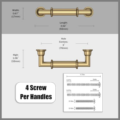 10 Pack Champagne Bronze Cabinet Pulls 3 Inch(76mm) Honey Bronze Kitchen Cupboard Handles Solid Heavy Duty Zinc Alloy Drawer Pulls - color: Champagne Bronze, size: 3" Hole Center