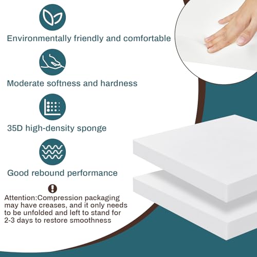 Frienda 2 Pack 2" x 16" x 16" Upholstery High Density Foam Square White - color: White, size: 2" X 16" X 16", style: Square