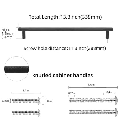10 Pack 11.3 Inch Matte Black Kitchen Cabinet Handles - color: Matte Black, size: 11-1/3'' Hole Center(288mm)