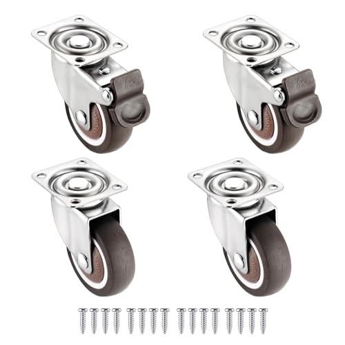 WANLIAN 2 Inch Plate Caster Wheels, Low Profile Swivel Casters Set of 4 - size: 2 Inch
