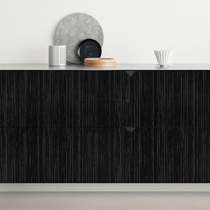 Black Grasscloth Peel and Stick Wallpaper Texture Contact Paper A Set of 15.7" X 300" Self-Adhesive Linen Removable Wallpaper Cabinets Counter Top Liners - color: Black, size: 15.7" x 300"