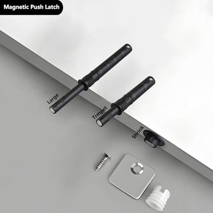 10 Pcs Magnetic Push Latches for Cabinet Push to Open Door Latch Soft Quiet Close Closers Push to Open Cabinet Door Latch for Closure Cabinet Drawer Wardrobe Kitchen Door (Large) - size: Large