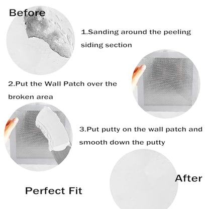 3 Pcs Wall Patch Repair Kit, Large Hole Sheet Rock Patch for Drywall, 8" x 8" Drywall Patch Self Adhesive Aluminum Wall Repair Patch Kit, Aluminum Metal Sheetrock Ceiling Dry Patch for Drywall Plaster