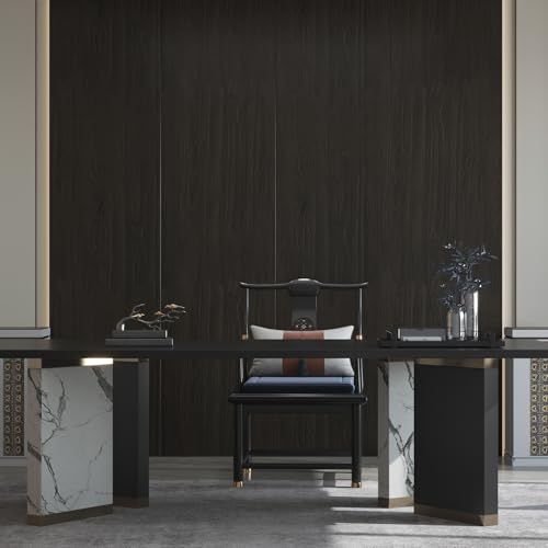 Wood Grain Peel and Stick Wallpaper, Dark Brown, 17.7" X 78" - color: Dark Brown, size: 17.7" x 78"