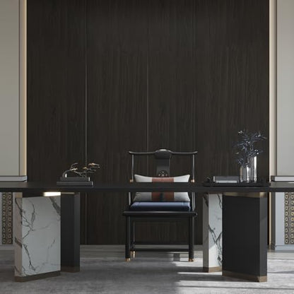 Wood Grain Peel and Stick Wallpaper, Dark Brown, 17.7" X 78" - color: Dark Brown, size: 17.7" x 78"