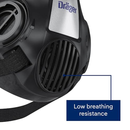 Dräger X-plore 3500 Half-Face Respirator Mask + 2x Multi-Gas Cartridge (OV/AG/HF/FM/CD/AM/MA/HS), NIOSH-Certified, Reusable Professional Respiratory Protection Kit