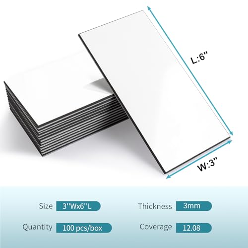Vamos Tile 100-Piece Glossy Pure White Peel and Stick Backsplash Tile,3''x6'' PVC Subway Tile with Dark Gray Grout,Stick on Backsplash for Kitchen/Bathroom/Fireplace - color: Pure White with Dark Gray Grout