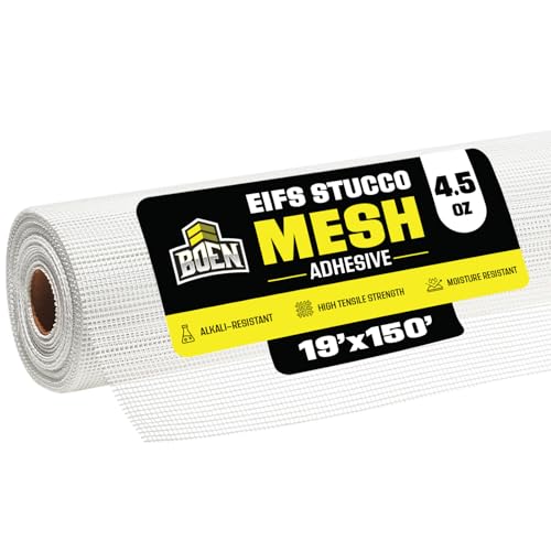 EIFS Stucco Mesh Tape 19"x150', Self-Adhesive Fiberglass Drywall Repair - color: Self-Adhesive, size: 19" x 150'