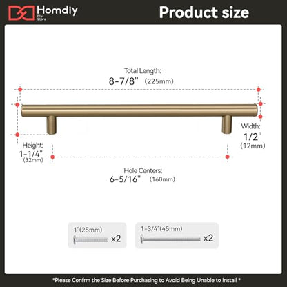 homdiy 20 6-1/4in Cabinet Handles Champagne Bronze Kitchen Cabinet Pulls Drawer Pulls for Dresser Drawers - color: Champagne Bronze, size: 6-1/4in hole centers