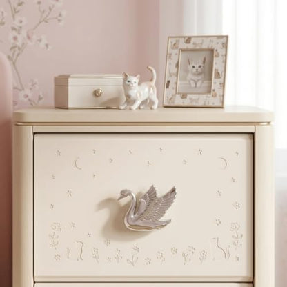 4Pack Swan Cabinet Knobs, Elegant Flying Bird Drawer Pulls Handle - color: Silver