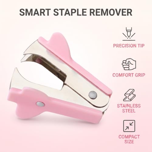 3Pcs Pink Staple Removers - Modern Plastic Staple Pullers with Non-Slip Handles | Easy-Grip Stapler Removal Tools for Students, Teachers | Perfect for Home, School & Office Use