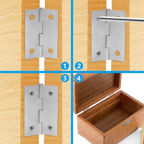 Piutouyar 12 Pack Butt Hinge 2 Inch Mini Hinges, Silver - size: 2 Inch