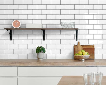 DEWOO Peel and Stick Tile Backsplash Subway for Kitchen Wall,White 10-Sheet - color: White