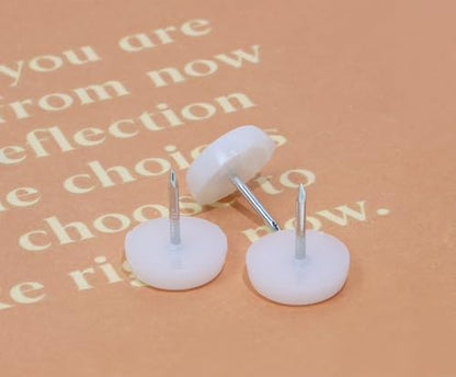 Shapenty White Nylon Furniture Pads Glides Replacing Nail-on Sliders Tacks Home Kitchen Dinning Chair Feet Leg Protectors for Hardwood Floor, 18x5mm (30)
