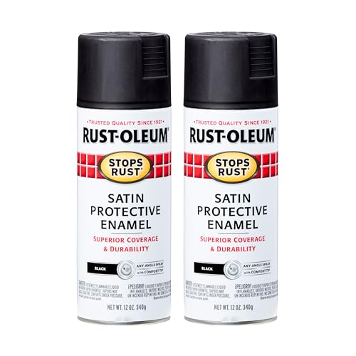Rust-Oleum Stops Rust Spray Paint, Satin Black - color: Satin Black, size: 12 Ounce (Pack of 2)