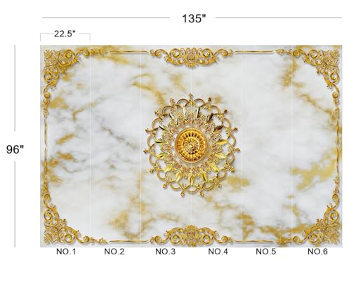 Luxury White Gold Marble Ceiling Medallion Peel and Stick Wallpaper - color: No.10, size: 135" x 96"