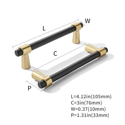 khtumeware 3 inch 5 Pack Matte Black/Champagne Bronze Cabinet pulls Zinc Alloy, Kitchen Cabinet Handles, Wardrobe Drawer Handles - Suitable for Bathroom cabinets, Bedroom Furniture - color: Matte Black/Champagne Bronze, size: 3 Inch