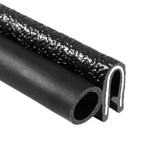 TRIM-LOK Trim Seal, Edge Trim with Side Bulb, Fits 0.375-Inch Bulb, 1/8-Inch Edge, 100-Foot Length, Black Pebble Finish, Flexible PVC Plastic Trim with EPDM Rubber Weather Stripping - style: 0.375" Bulb, 1/8" Edge, 9/16" Leg, 100 Feet