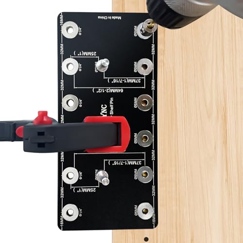 Shelf Pin Jig for 1/4 inch & 5mm, Aluminum Alloy Shelf Pin Drilling Jig - color: 1/4 Inch & 5mm Black
