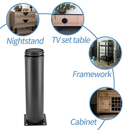 Stainless Steel Adjustable Furniture Legs 6 Inch - Black - 4pcs - color: Black, size: 6"