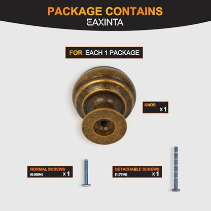 10 Pack Antique Brass Cabinet Knobs, 1-1/4 Inch Zinc Alloy knob - color: Antique Brass