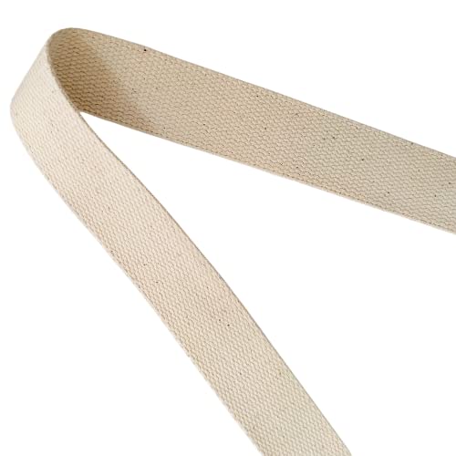 Abbaoww 11 Yards Natural Heavy Cotton Webbing 1 Inch for Sewing DIY Craft Bags Making Outdoor Supplies (1 Inch) - size: 1 Inch