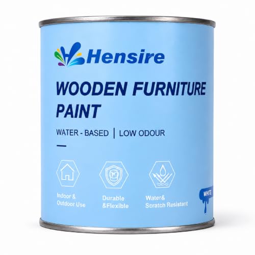 Hensire White Wood Furniture Paint 17oz – All-in-One No Sanding - color: White, size: 17 Fl Oz (Pack of 1)