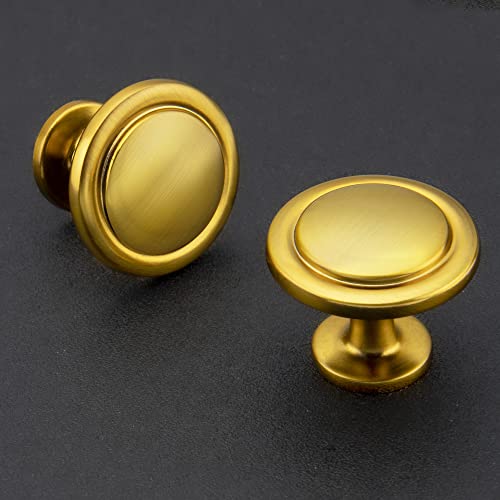 Ravinte Brushed Brass Round Cabinet Knobs,Zinc Pulls,1-1/4 Inch,30 Pack - color: Gold