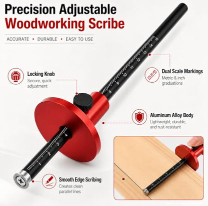 Woodworking Wheel Marking Gauge with Dual Scale