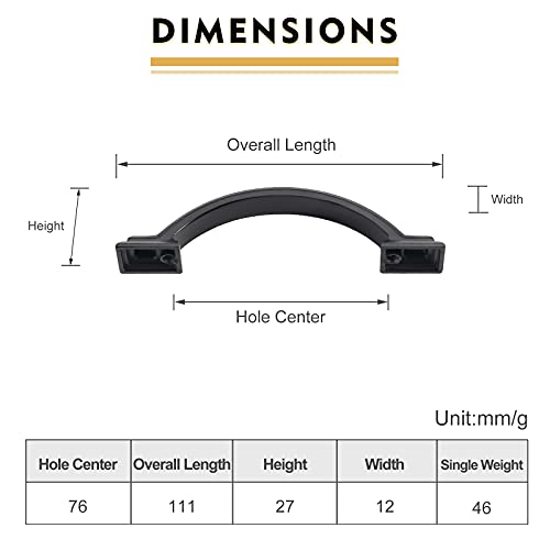 30 Pack 3 inch Hole Centers Kitchen Cabinet Handles Matte Black Cabinet Pulls Drawer Pulls for Kitchen Cabinet Hardware Cupboard - color: Matte Black, size: 3 inch（76mm）, style: 30 Pack
