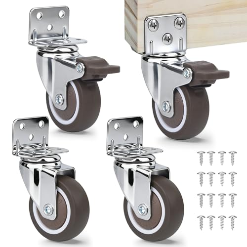 2 Inch Side Mount Caster Wheels Heavy Duty Swivel L-Bracket with Brakes - style: 2 Inch