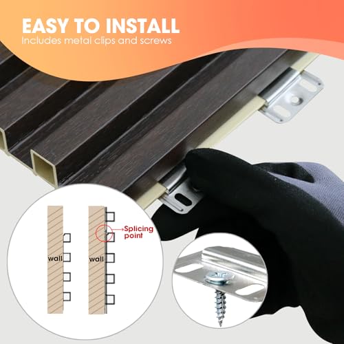 OUZUGIE WPC Acoustic Slat Wall Paneling, 8-Pack 96 x 6 Inches - color: Walnut, size: (High)96“ x 6"