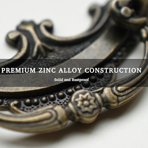 8 Pack Antique Bronze Baroque Style Drop Bail Drawer Pulls, 2" Hole Center