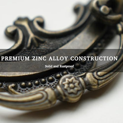 8 Pack Antique Bronze Baroque Style Drop Bail Drawer Pulls, 2" Hole Center