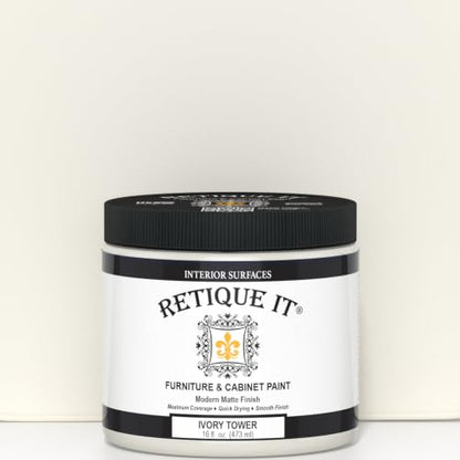 Retique It Furniture and Cabinet Paint - Paint for Cabinets, Dressers, Tables, Doors and DIY Home Decor Projects, Ivory Tower, 16 oz