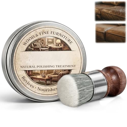 Furniture Balm with Brush，Natural Wood Polishing Treatment，Application for Furniture & Wood Grain Touch-Ups, Prevent Cracking, Enhances Texture And Luster