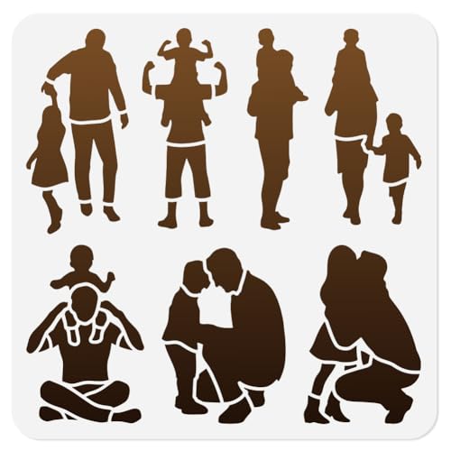 Dad Silhouette Stencil, Father's Day Reusable Painting Template - style: Father's Day