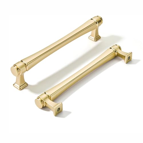 LIMUR Brushed Gold 5"（128mm） Center to Center 10 Pack Kitchen Cabinet Pulls - color: Brushed Gold, size: 5"/128 MM Hole Center
