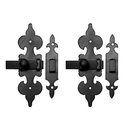 Cabinet Latch Wrought Iron Black Fleur De Lis 6" Pack of 2 Renovators Supply - size: Pack of 2