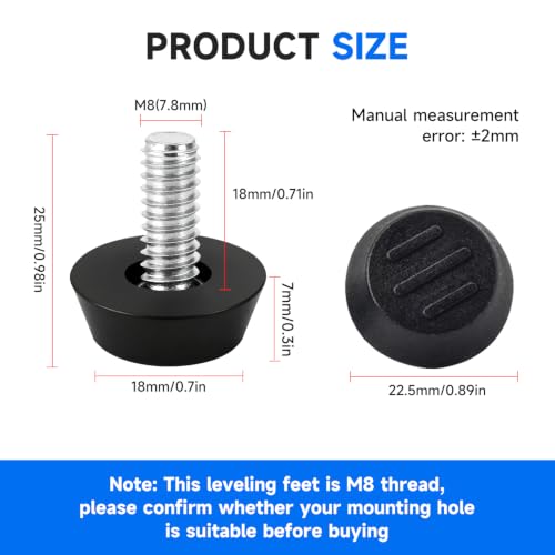 24PCS M8 Thread Furniture Levelers Screw in Adjustable Leveling Feet for Chair Table Cabinet Legs YY028-m8 - size: M8