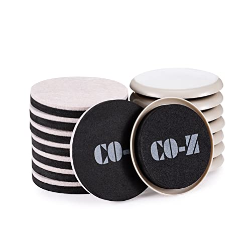 CO-Z Felt Furniture Sliders - 16 Pack with 8 Plastic & 8 Felt Sliders, 3 1/2" Reusable Furniture Sliders for Carpet Hardwood Floors, Heavy-Duty Furniture Gliders Movers, Moving Pads for Hard Surfaces - size: 3 1/2" Round-16 Pack, Plastic + Felt