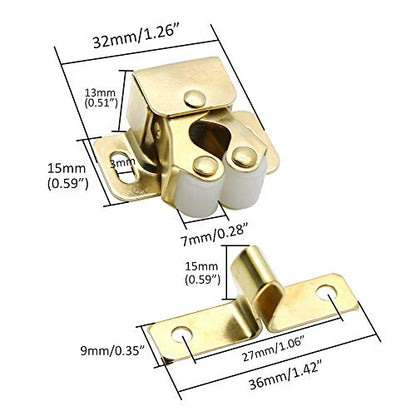 Luomorgo Double Roller Catch Cabinet Latches, Gold, 24 Pack - color: Gold, size: 24 Pieces