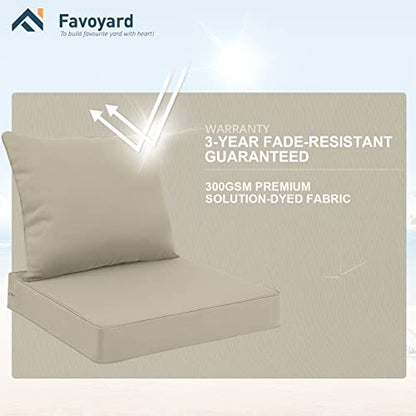 Favoyard Outdoor Patio Seat Cushions Set, 22 x 24 Inch, Waterproof, Beige - color: Beige, size: 22 x 24 x 4 In