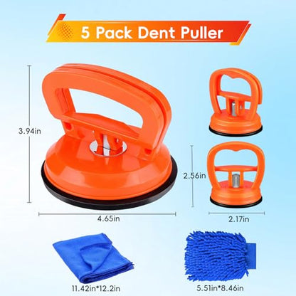 3 Pack Car Dent Puller, Suction Cup Dent Remover Tool Vehicle Body Repair Kit Handle Lifter for Car Body, Doors, Glass, Objects Moving and Tiles Lifting (3PCS Dent Puller with Gloves Cloth)